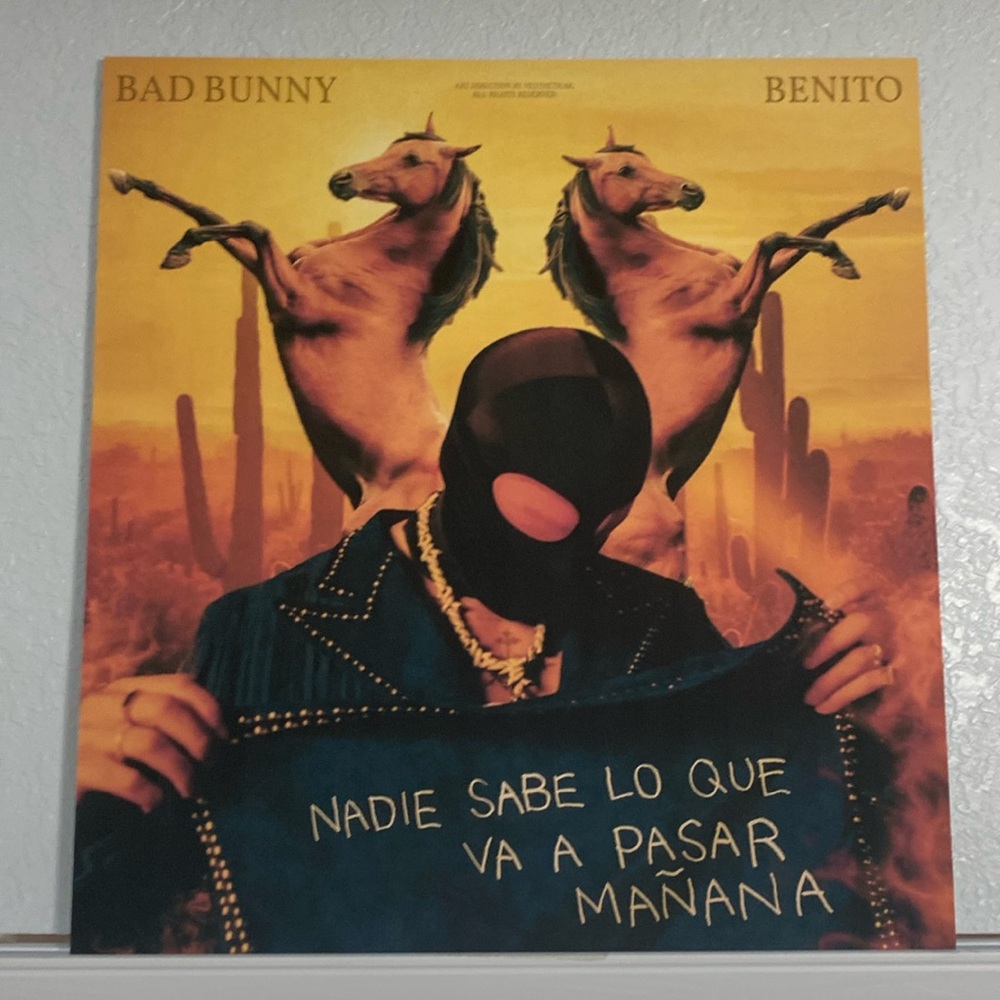 Bad Bunny Poster, Custom 22 1/2 x 21 inch with foam core back